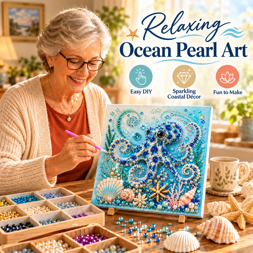 🌊✨ Ocean Theme Pearl Art DIY Kit – Relaxing DIY Craft to Create Stunning Coastal Artwork