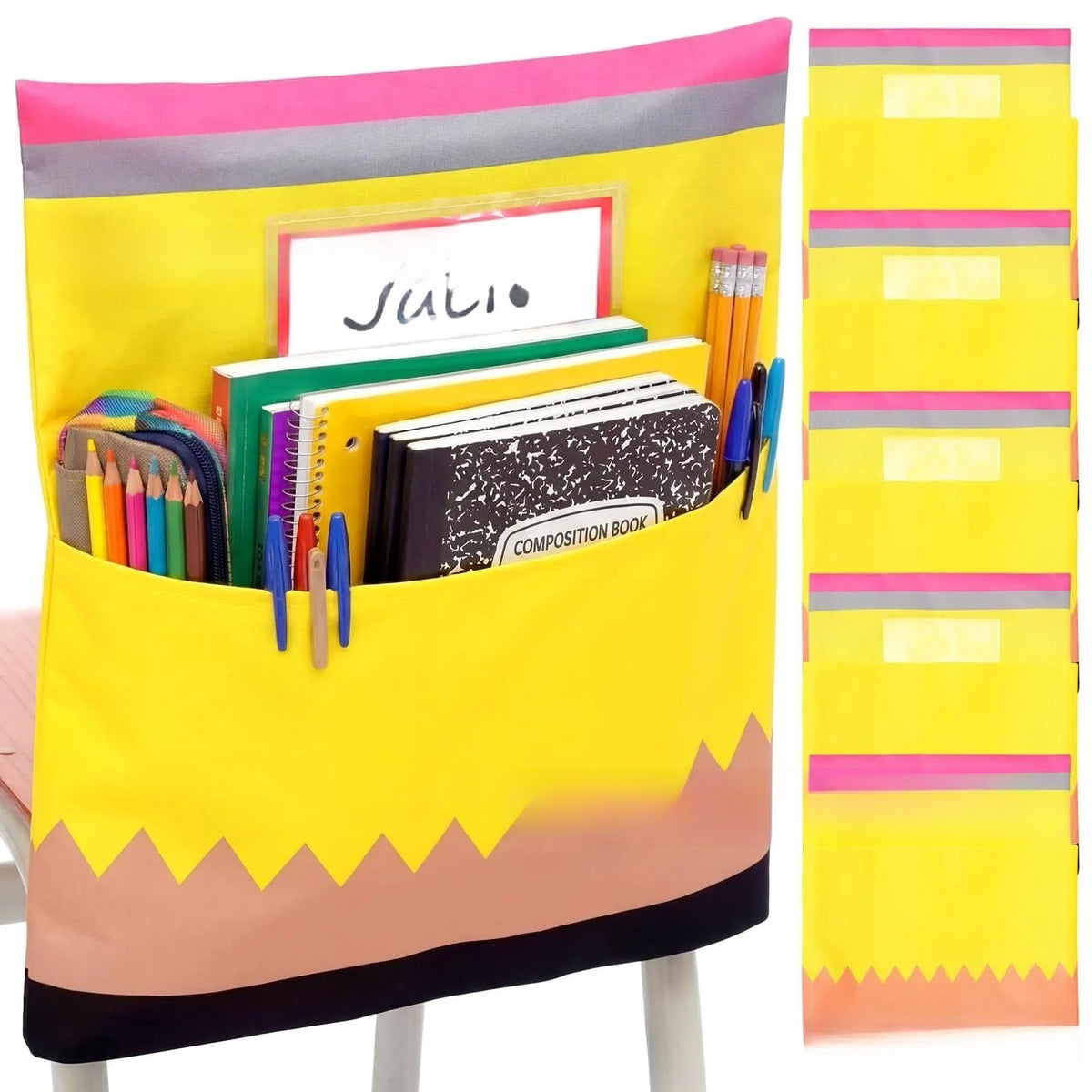 Crayon Chair Back Pockets for Classroom Storage