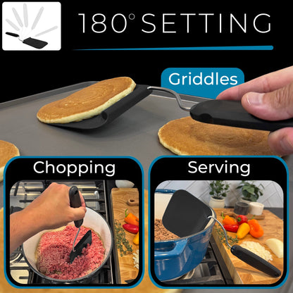 Adjustable Spatula—The spatula that adjusts to your pan — instead of making your wrist adjust to it.