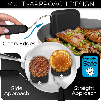 Adjustable Spatula—The spatula that adjusts to your pan — instead of making your wrist adjust to it.