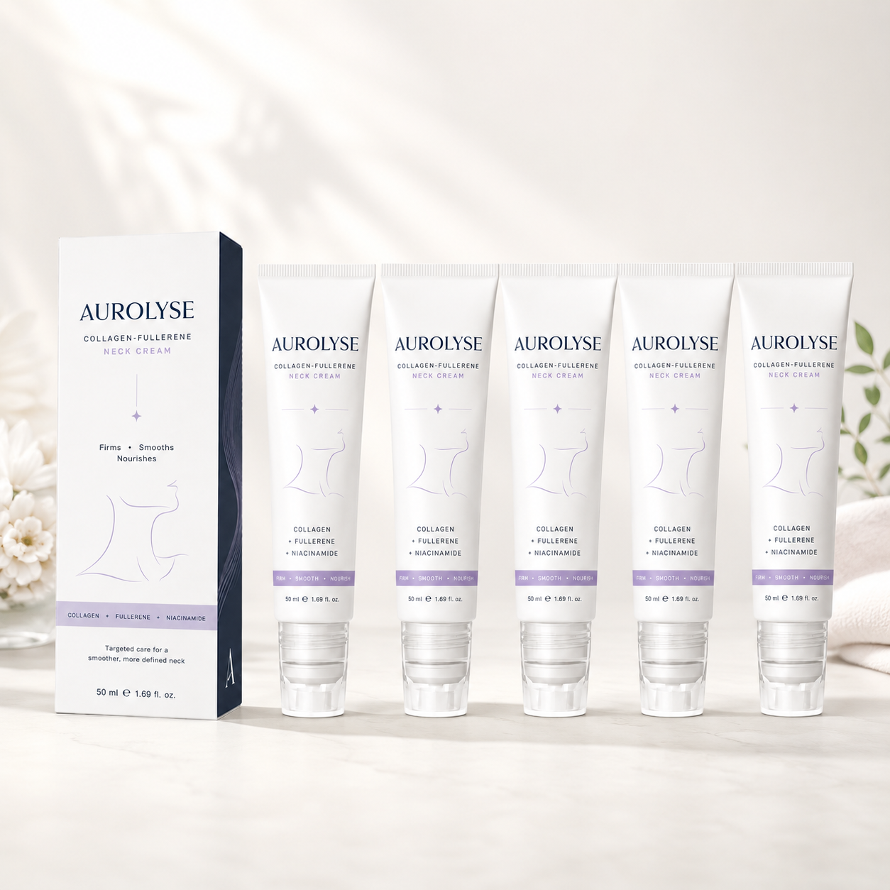 AUROLYSE™ 5-Roller Neck Firming Cream – Collagen & Hyaluronic Acid for Smoother, Tighter-Looking Neck Skin