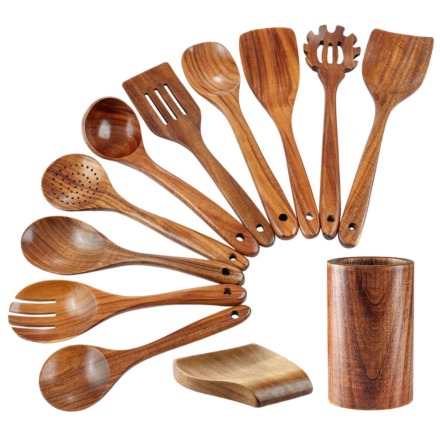The TeakWood QRAVION™ | Premium Non-Toxic Utensil Set Teak Wood Utensils