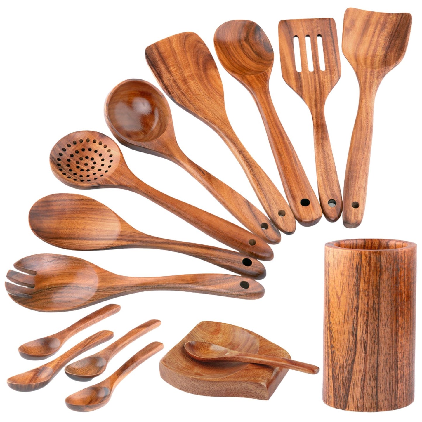 The TeakWood QRAVION™ | Premium Non-Toxic Utensil Set Teak Wood Utensils