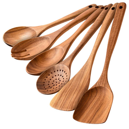 The TeakWood QRAVION™ | Premium Non-Toxic Utensil Set Teak Wood Utensils