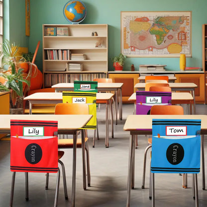 Crayon Chair Back Pockets for Classroom Storage