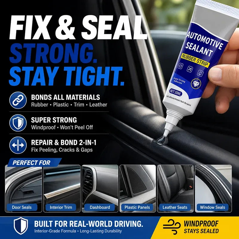 ⭐🚗50% OFF NOW! Car Door Rubber Sealant Adhesive – 2‐In‐1 Seal & Bond Automotive Repair Glue, Fixes Rubber Strip Gaps