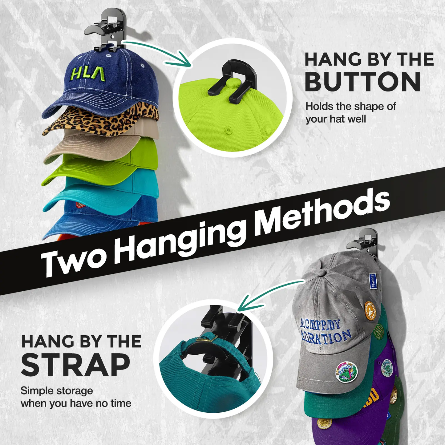 🧢Wall-mounted hat rack – each rack can hold 10 hats