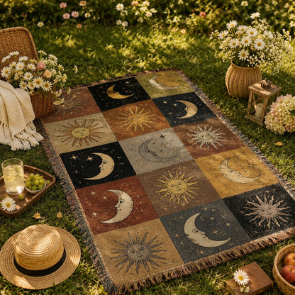 🎃✨Halloween Patchwork Woven Throw Blanket with Tassels