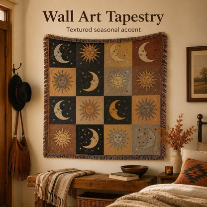 🎃✨Halloween Patchwork Woven Throw Blanket with Tassels