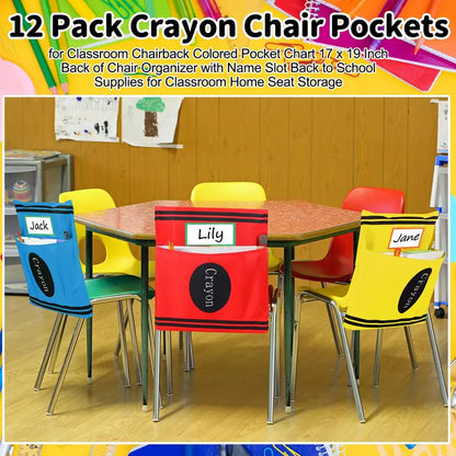 Crayon Chair Back Pockets for Classroom Storage