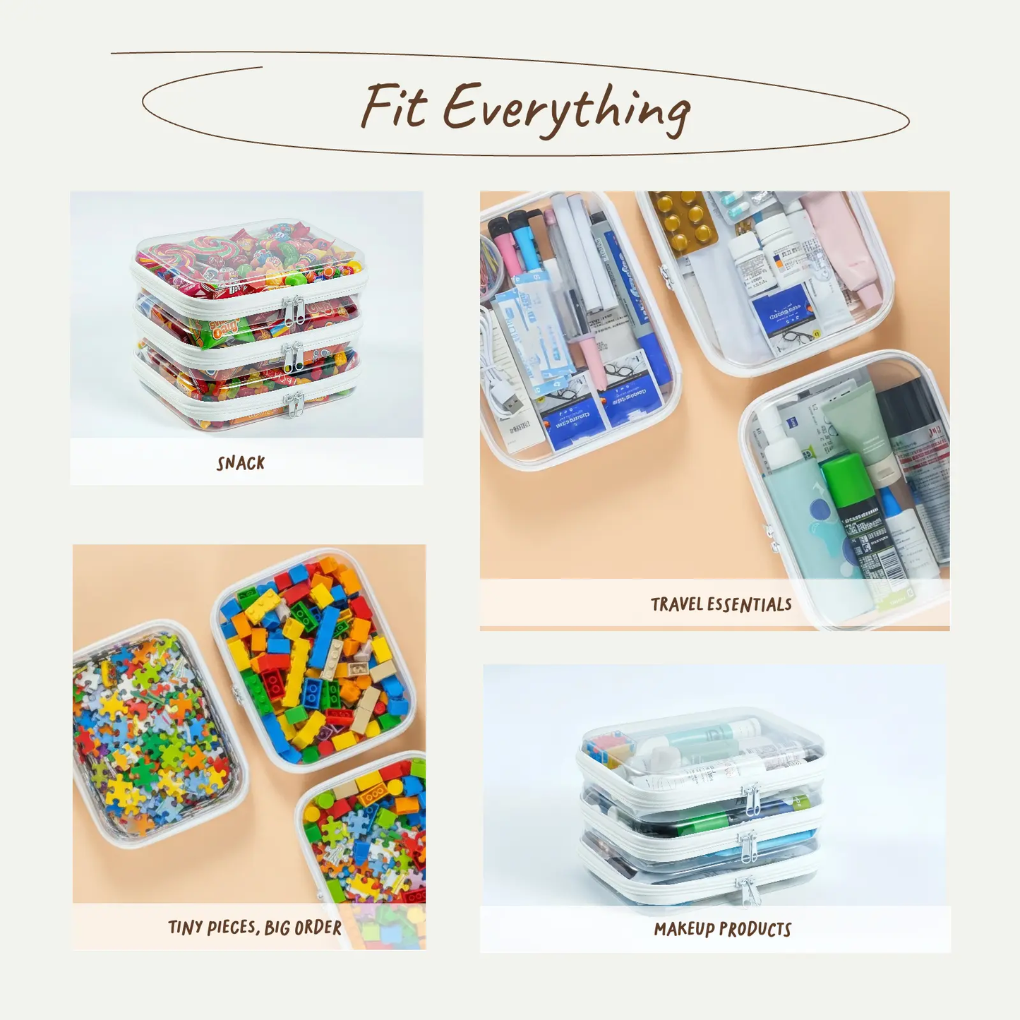 📦Rigid transparent zippered multi-functional storage box