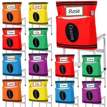 Crayon Chair Back Pockets for Classroom Storage