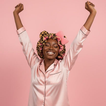 🎀Leopard Print & Pink Teddy Bonnet✨