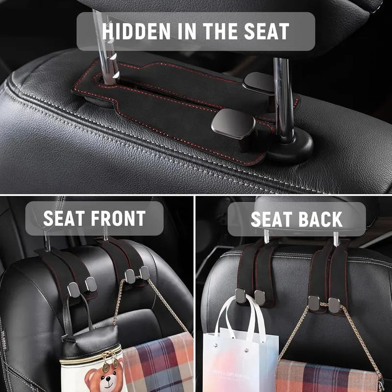🔥🚗 4 Pack Car Seat Back Storage Hooks 💥 Double Hook Holder for Convenient Storage