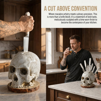 Resin Skull Knife Holder 💀🔪 A Hand-Painted Skull Sculpture That Actually Holds Your Knives