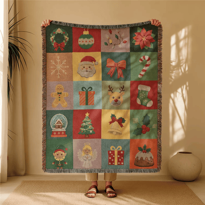 🎃✨Halloween Patchwork Woven Throw Blanket with Tassels
